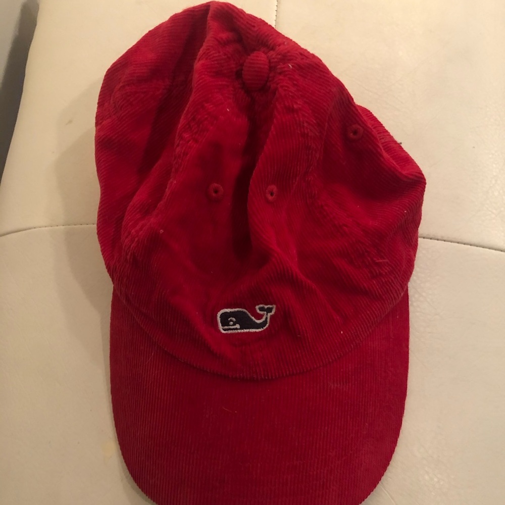 Red corduroy Vineyard Vines hat